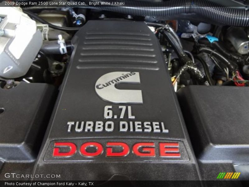  2009 Ram 2500 Lone Star Quad Cab Engine - 6.7 Liter Cummins OHV 24-Valve BLUETEC Turbo-Diesel Inline 6 Cylinder