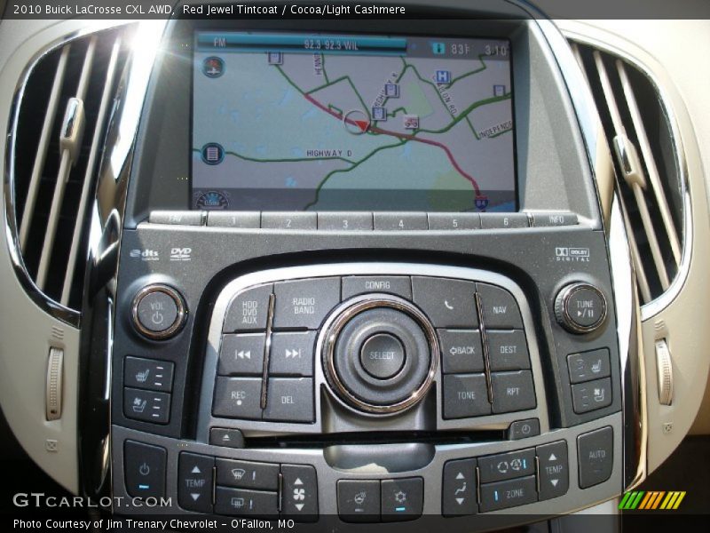 Red Jewel Tintcoat / Cocoa/Light Cashmere 2010 Buick LaCrosse CXL AWD