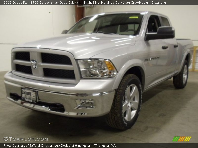 Bright Silver Metallic / Dark Slate Gray/Medium Graystone 2012 Dodge Ram 1500 Outdoorsman Quad Cab 4x4