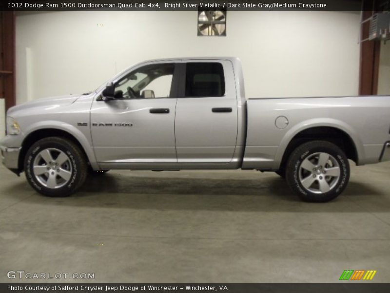 Bright Silver Metallic / Dark Slate Gray/Medium Graystone 2012 Dodge Ram 1500 Outdoorsman Quad Cab 4x4