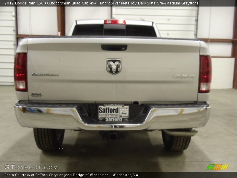 Bright Silver Metallic / Dark Slate Gray/Medium Graystone 2012 Dodge Ram 1500 Outdoorsman Quad Cab 4x4