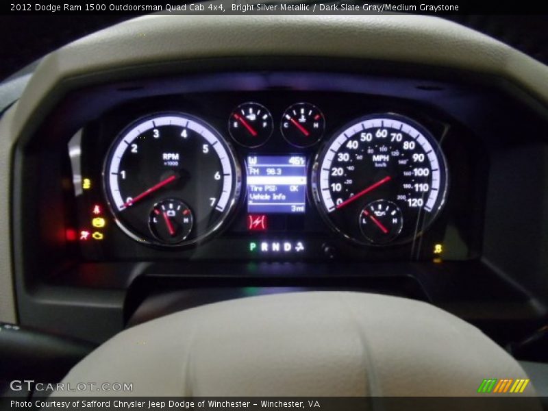 Bright Silver Metallic / Dark Slate Gray/Medium Graystone 2012 Dodge Ram 1500 Outdoorsman Quad Cab 4x4