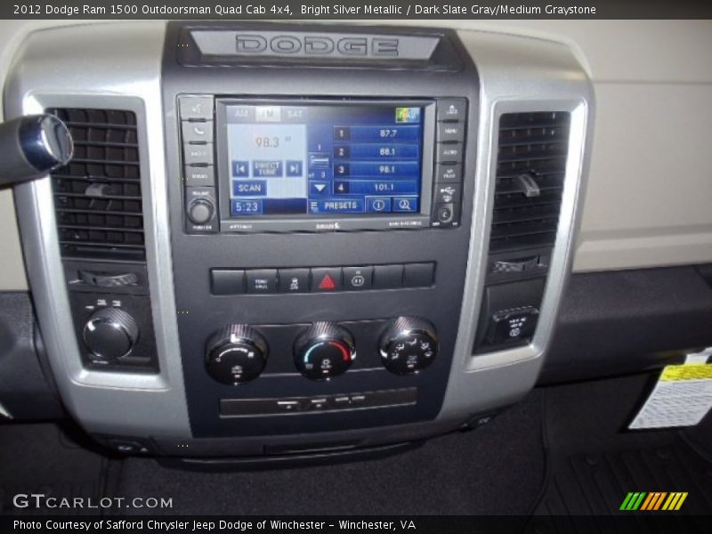 Bright Silver Metallic / Dark Slate Gray/Medium Graystone 2012 Dodge Ram 1500 Outdoorsman Quad Cab 4x4