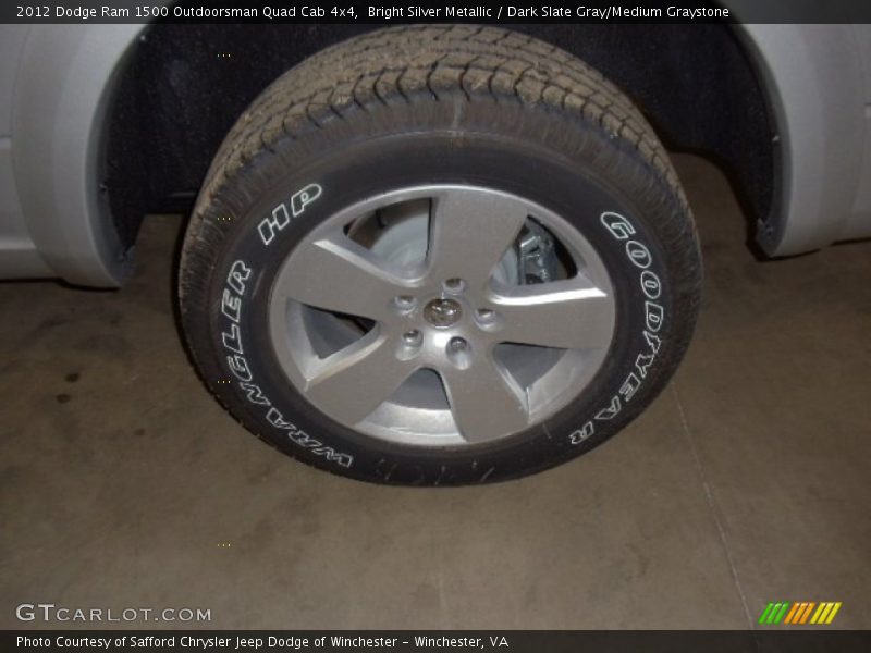 Bright Silver Metallic / Dark Slate Gray/Medium Graystone 2012 Dodge Ram 1500 Outdoorsman Quad Cab 4x4