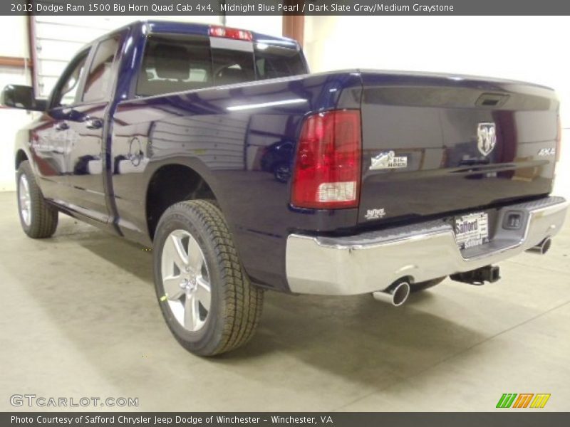 Midnight Blue Pearl / Dark Slate Gray/Medium Graystone 2012 Dodge Ram 1500 Big Horn Quad Cab 4x4