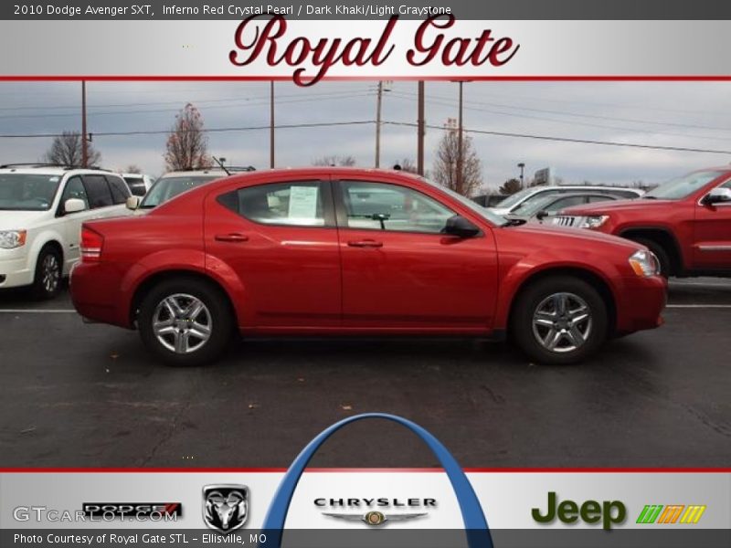 Inferno Red Crystal Pearl / Dark Khaki/Light Graystone 2010 Dodge Avenger SXT