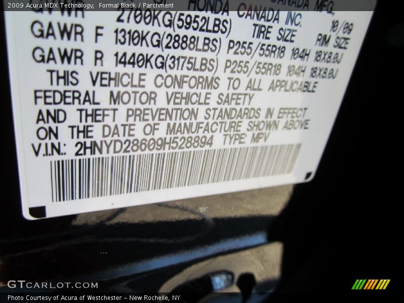 Formal Black / Parchment 2009 Acura MDX Technology
