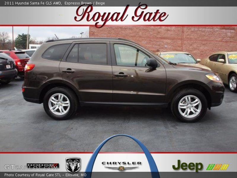 Espresso Brown / Beige 2011 Hyundai Santa Fe GLS AWD