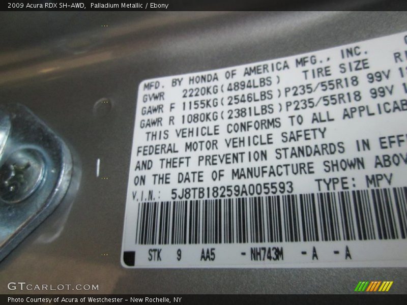Palladium Metallic / Ebony 2009 Acura RDX SH-AWD