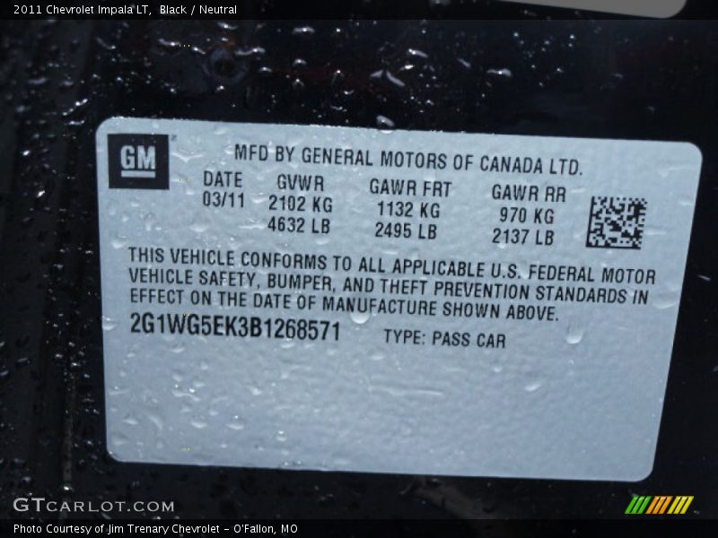 Black / Neutral 2011 Chevrolet Impala LT