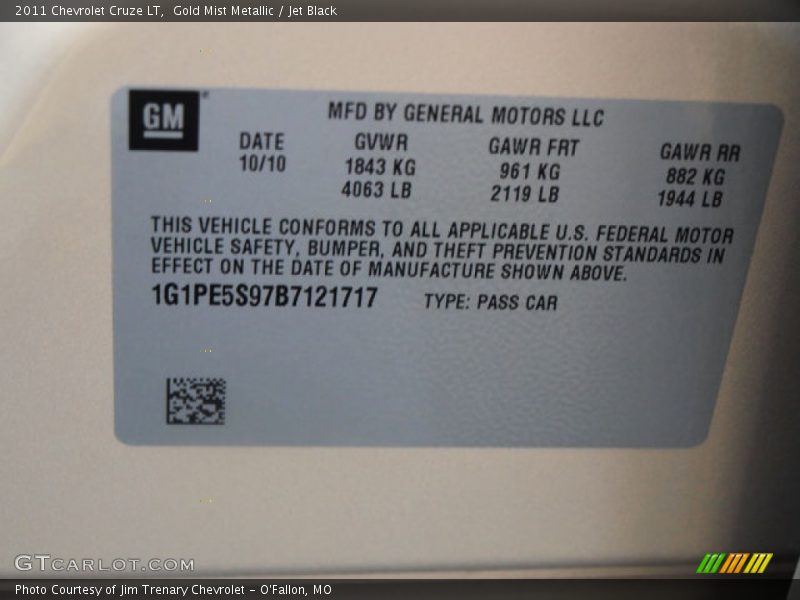 Gold Mist Metallic / Jet Black 2011 Chevrolet Cruze LT