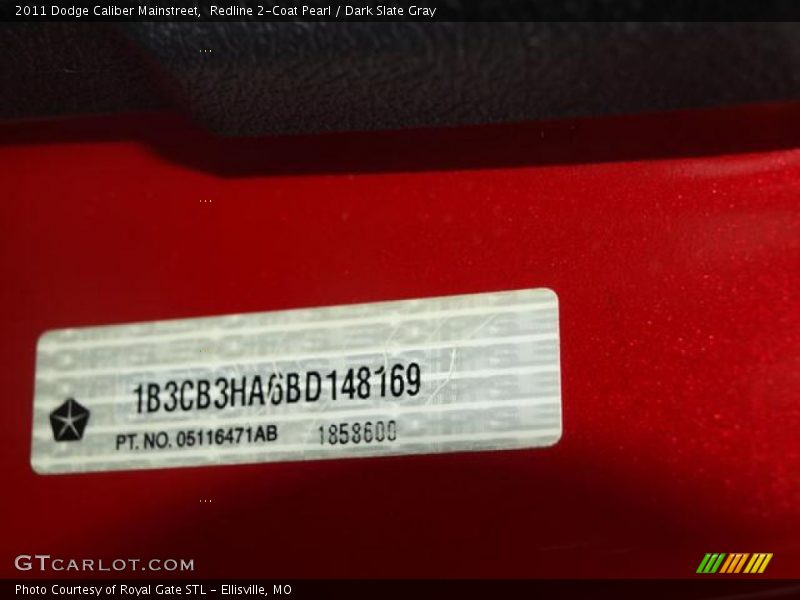 Redline 2-Coat Pearl / Dark Slate Gray 2011 Dodge Caliber Mainstreet