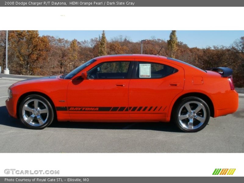 HEMI Orange Pearl / Dark Slate Gray 2008 Dodge Charger R/T Daytona