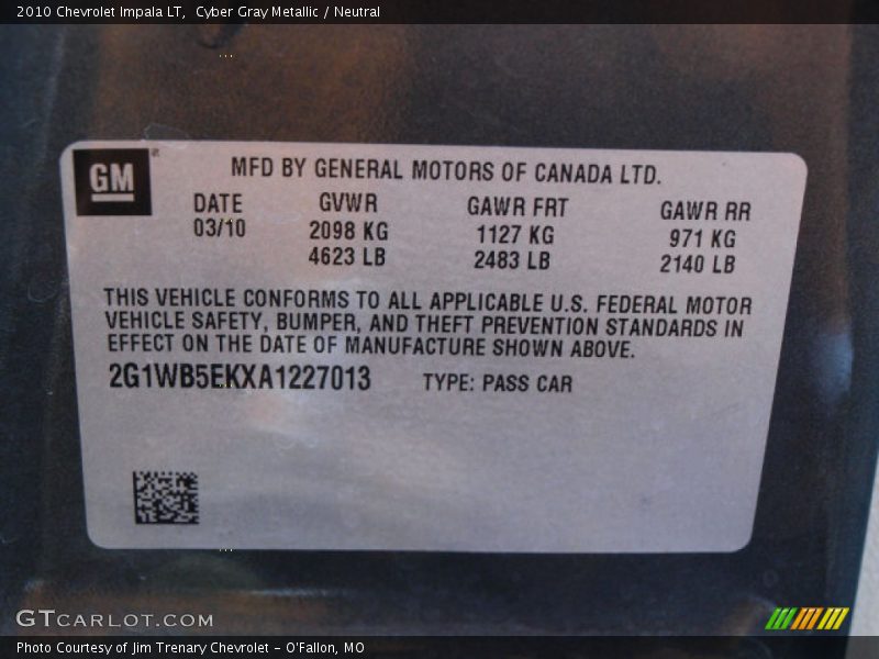 Cyber Gray Metallic / Neutral 2010 Chevrolet Impala LT