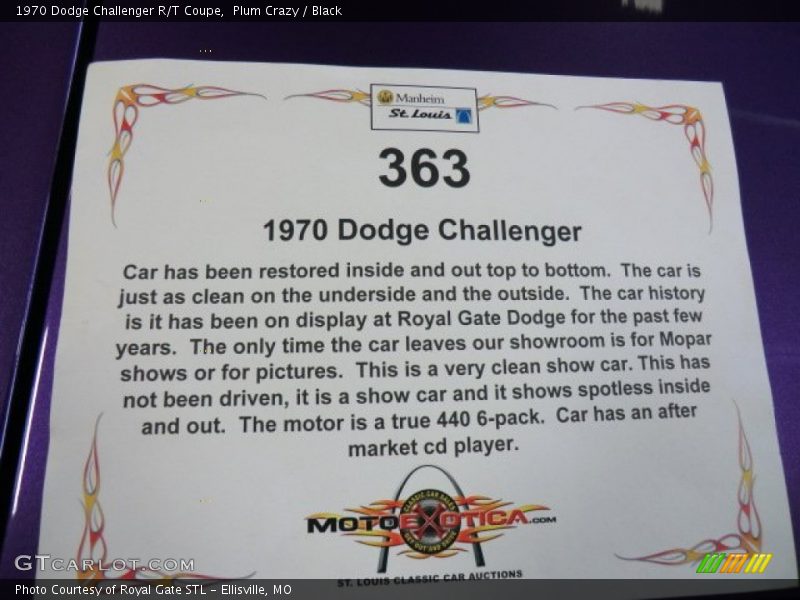 Books/Manuals of 1970 Challenger R/T Coupe