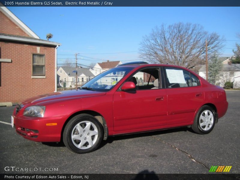 Electric Red Metallic / Gray 2005 Hyundai Elantra GLS Sedan