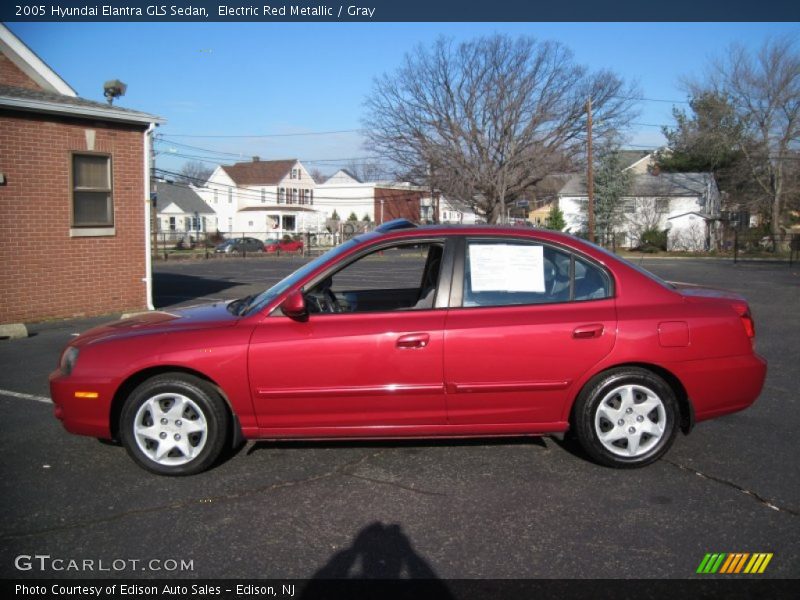 Electric Red Metallic / Gray 2005 Hyundai Elantra GLS Sedan