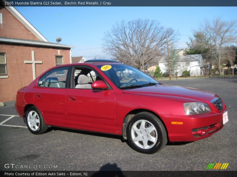 Electric Red Metallic / Gray 2005 Hyundai Elantra GLS Sedan