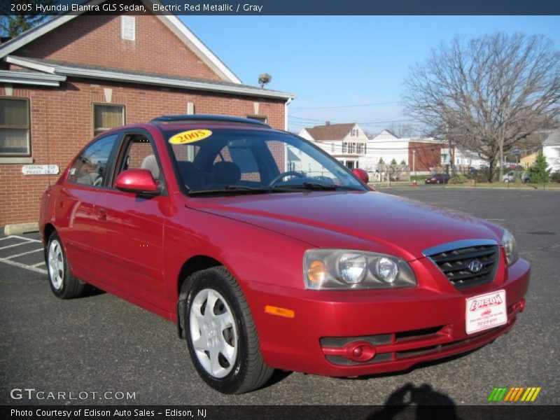 Electric Red Metallic / Gray 2005 Hyundai Elantra GLS Sedan
