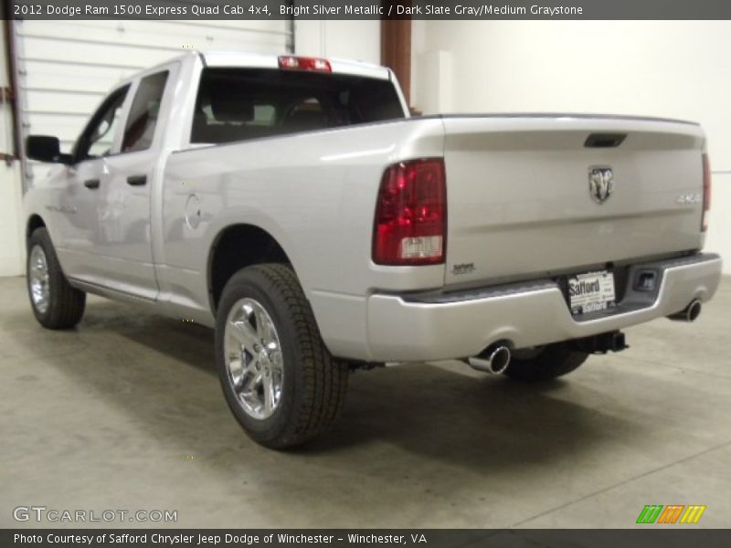 Bright Silver Metallic / Dark Slate Gray/Medium Graystone 2012 Dodge Ram 1500 Express Quad Cab 4x4