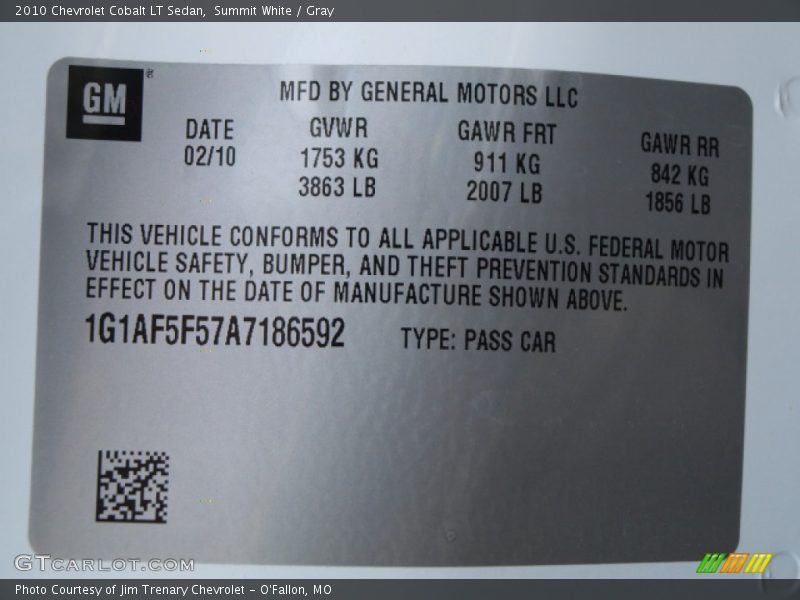 Summit White / Gray 2010 Chevrolet Cobalt LT Sedan