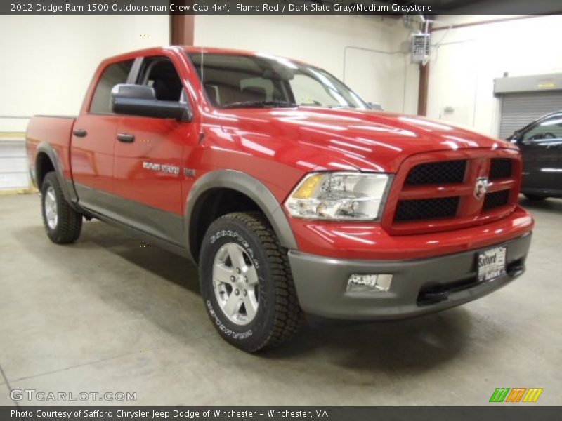 Flame Red / Dark Slate Gray/Medium Graystone 2012 Dodge Ram 1500 Outdoorsman Crew Cab 4x4
