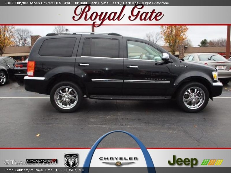 Brilliant Black Crystal Pearl / Dark Khaki/Light Graystone 2007 Chrysler Aspen Limited HEMI 4WD