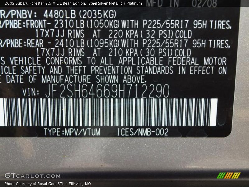 Steel Silver Metallic / Platinum 2009 Subaru Forester 2.5 X L.L.Bean Edition