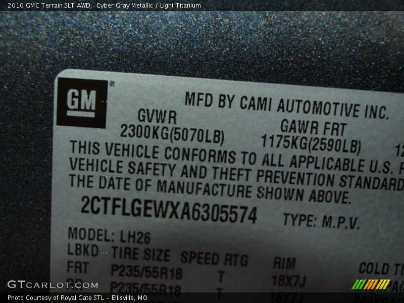 Cyber Gray Metallic / Light Titanium 2010 GMC Terrain SLT AWD