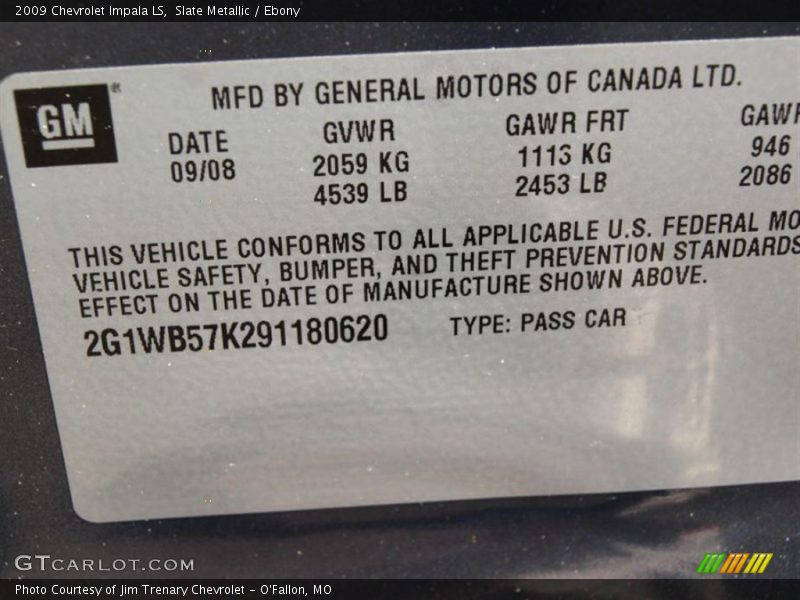 Slate Metallic / Ebony 2009 Chevrolet Impala LS