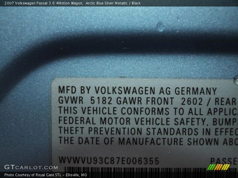Arctic Blue Silver Metallic / Black 2007 Volkswagen Passat 3.6 4Motion Wagon