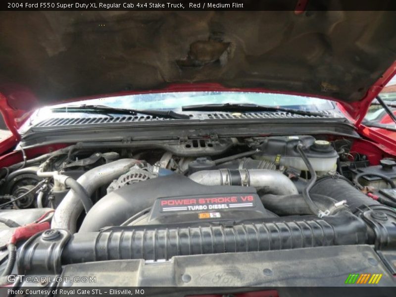 Red / Medium Flint 2004 Ford F550 Super Duty XL Regular Cab 4x4 Stake Truck