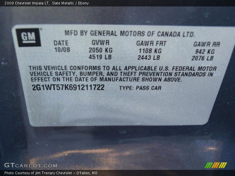 Slate Metallic / Ebony 2009 Chevrolet Impala LT