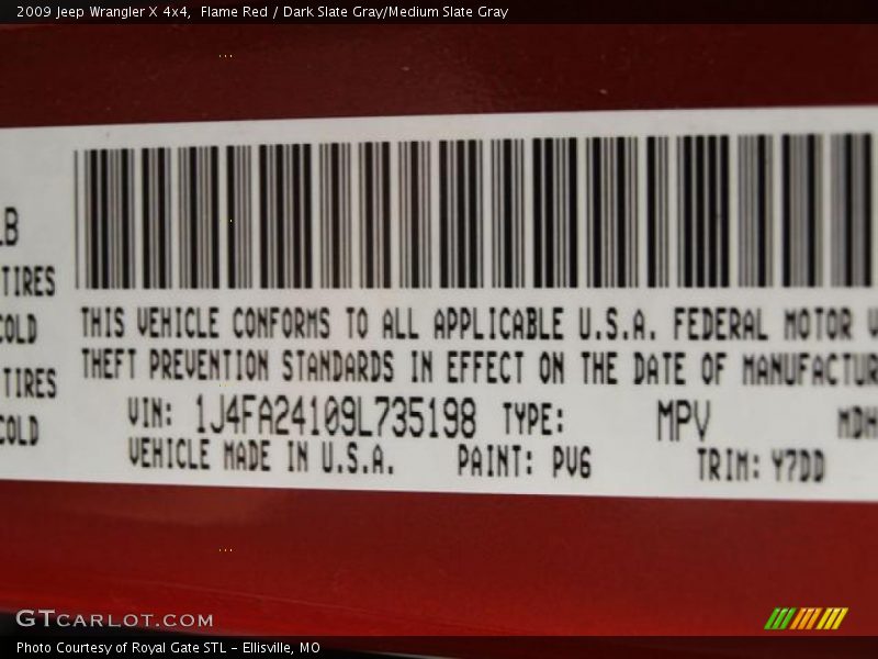 Flame Red / Dark Slate Gray/Medium Slate Gray 2009 Jeep Wrangler X 4x4