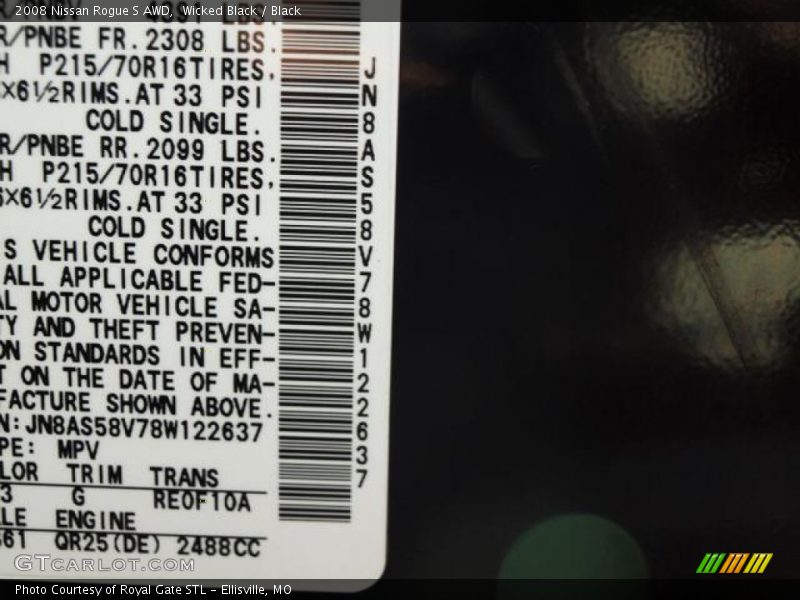 Wicked Black / Black 2008 Nissan Rogue S AWD