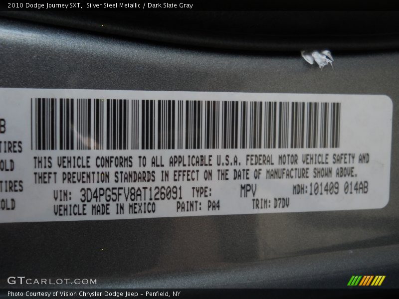 Silver Steel Metallic / Dark Slate Gray 2010 Dodge Journey SXT