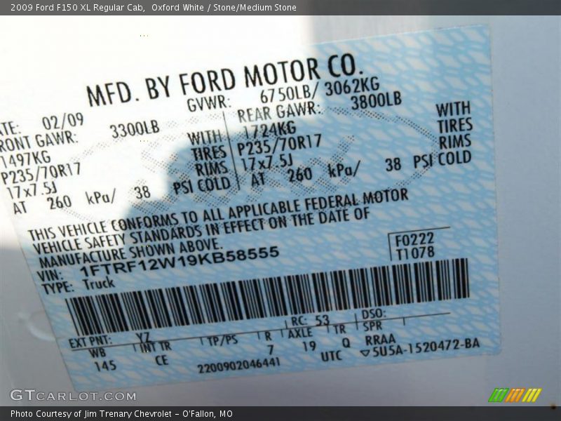 Oxford White / Stone/Medium Stone 2009 Ford F150 XL Regular Cab