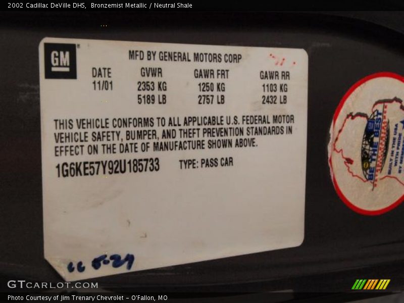 Bronzemist Metallic / Neutral Shale 2002 Cadillac DeVille DHS