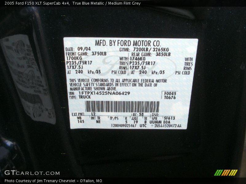 True Blue Metallic / Medium Flint Grey 2005 Ford F150 XLT SuperCab 4x4