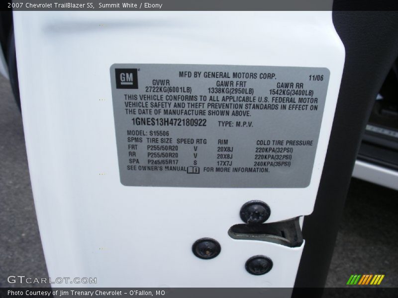 Summit White / Ebony 2007 Chevrolet TrailBlazer SS
