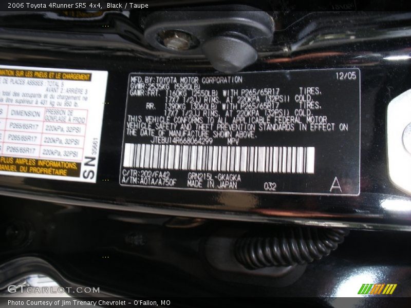 Black / Taupe 2006 Toyota 4Runner SR5 4x4
