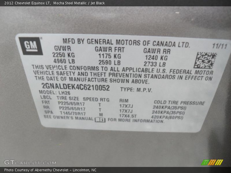 Mocha Steel Metallic / Jet Black 2012 Chevrolet Equinox LT