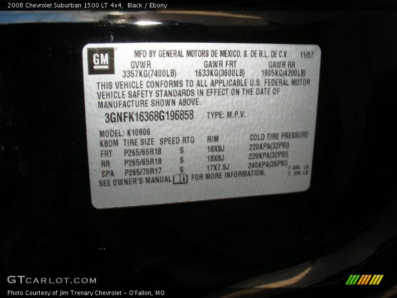 Black / Ebony 2008 Chevrolet Suburban 1500 LT 4x4