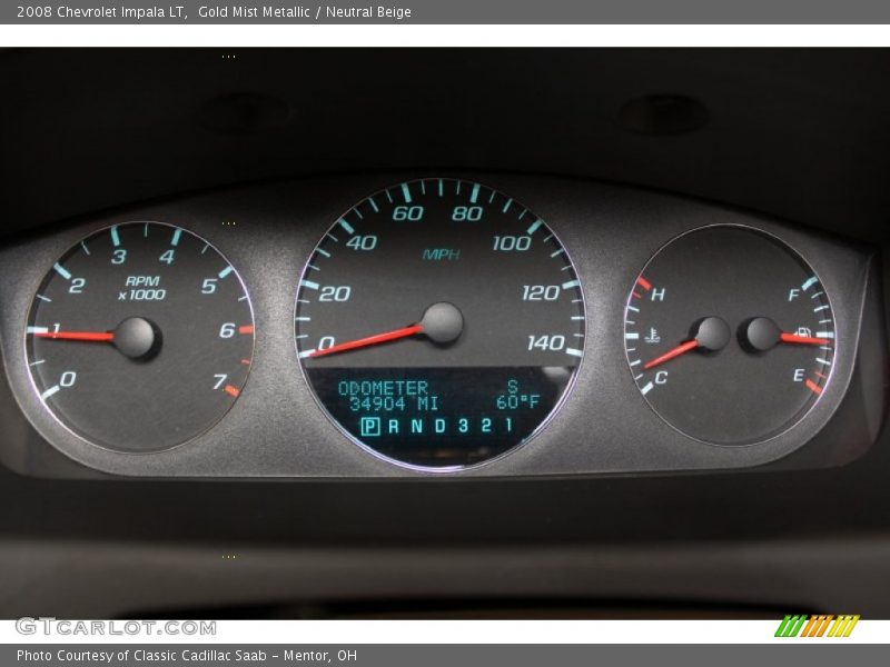 Gold Mist Metallic / Neutral Beige 2008 Chevrolet Impala LT