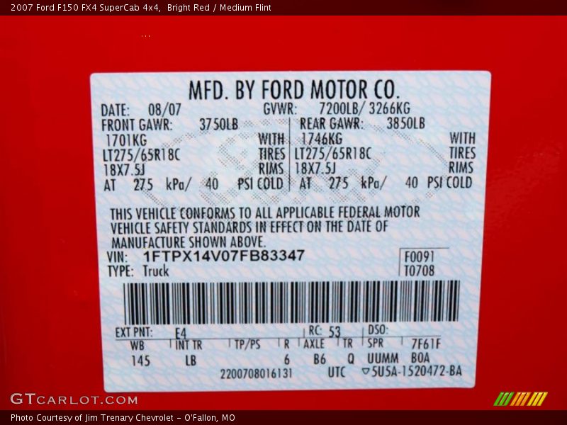 Bright Red / Medium Flint 2007 Ford F150 FX4 SuperCab 4x4