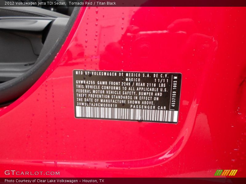 Tornado Red / Titan Black 2012 Volkswagen Jetta TDI Sedan