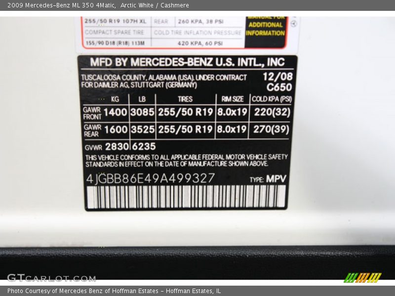Arctic White / Cashmere 2009 Mercedes-Benz ML 350 4Matic