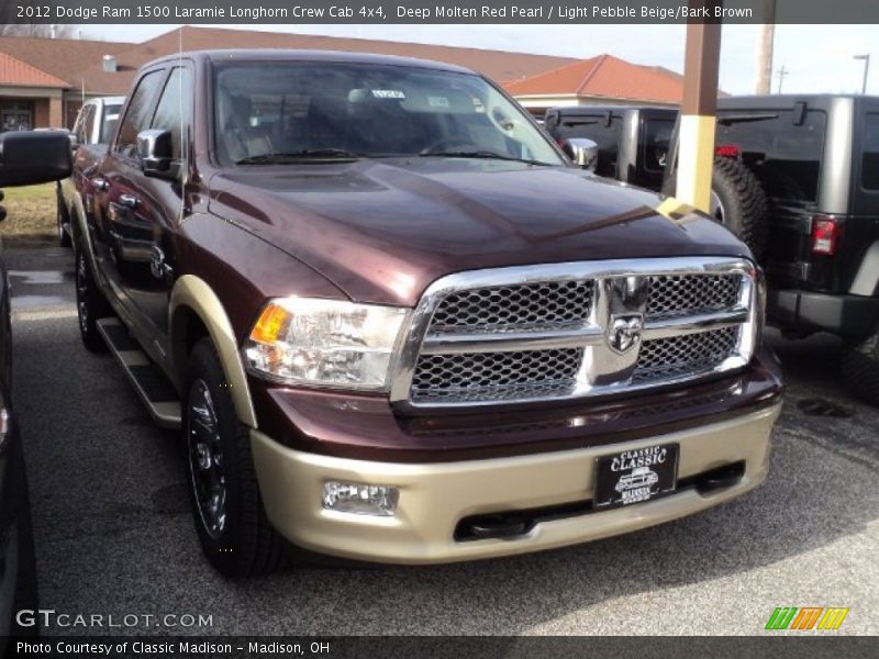 Deep Molten Red Pearl / Light Pebble Beige/Bark Brown 2012 Dodge Ram 1500 Laramie Longhorn Crew Cab 4x4