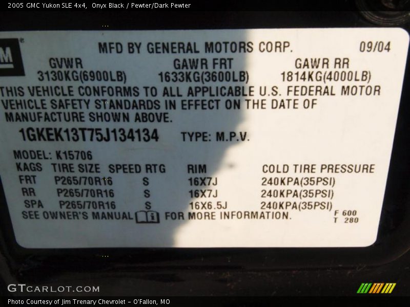 Onyx Black / Pewter/Dark Pewter 2005 GMC Yukon SLE 4x4