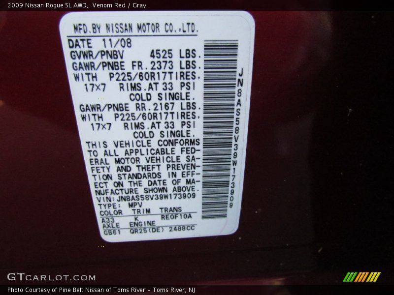 Venom Red / Gray 2009 Nissan Rogue SL AWD